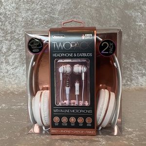 SENTRY TWO PACK HEADPHONES & EARBUDS IN-LINE MIC